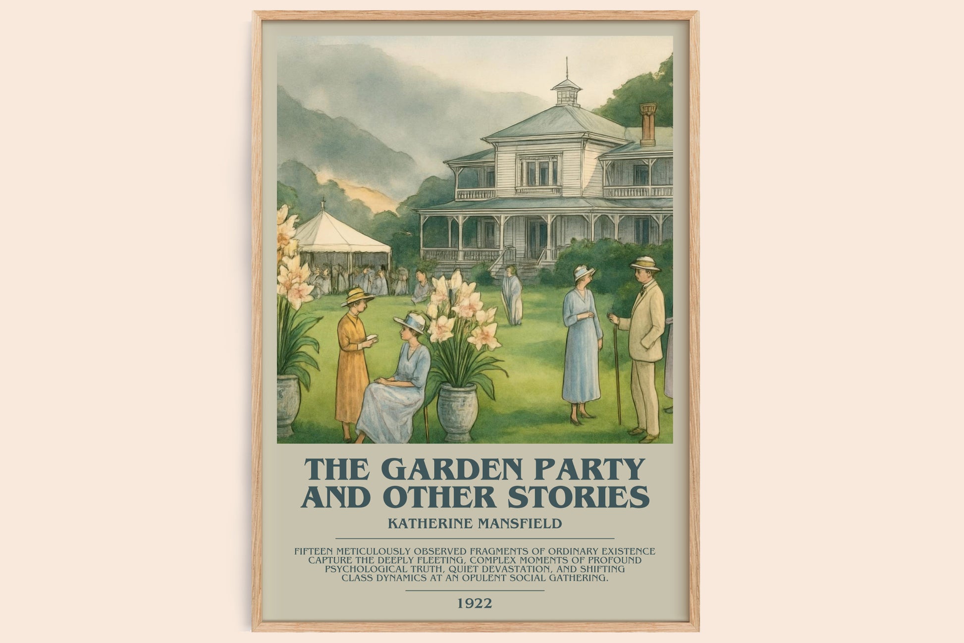 The Garden Party And Other Stories bookish book poster by Katherine Mansfield – framed literary art print