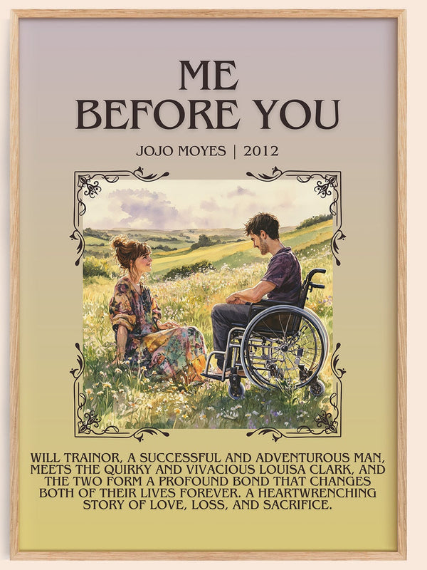 Me Before You minimalist book poster by Jojo Moyes – framed literary art print
