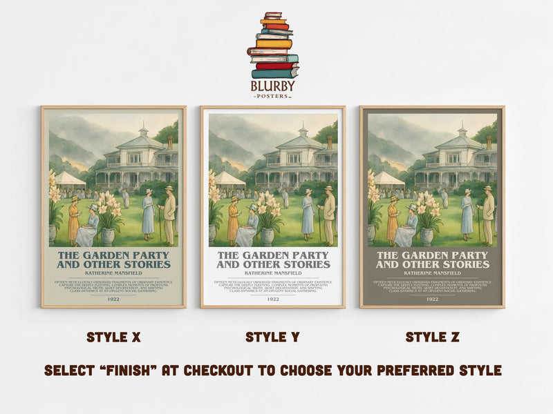 The Garden Party And Other Stories bookish print in frame leaning in hallway – classic literature wall art