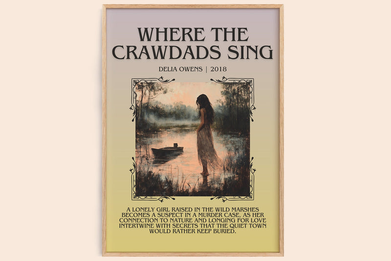 Where the Crawdads Sing minimalist book poster by Delia Owens – framed literary art print
