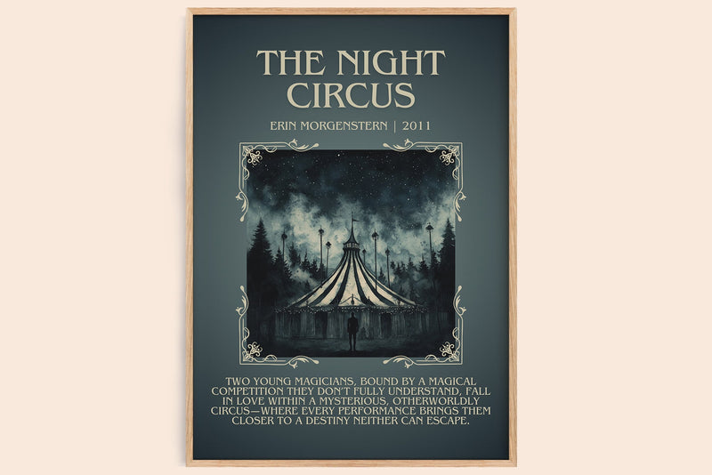 The Night Circus minimalist book poster by Erin Morgenstern – framed literary art print