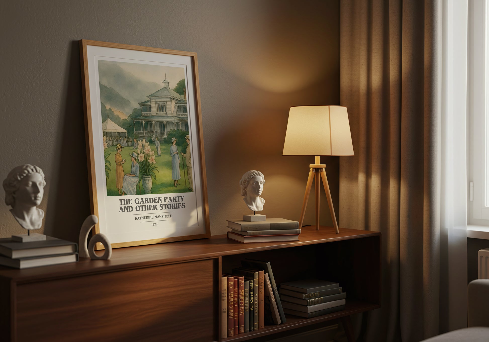 The Garden Party And Other Stories book cover book poster framed on wall – classic literature wall art