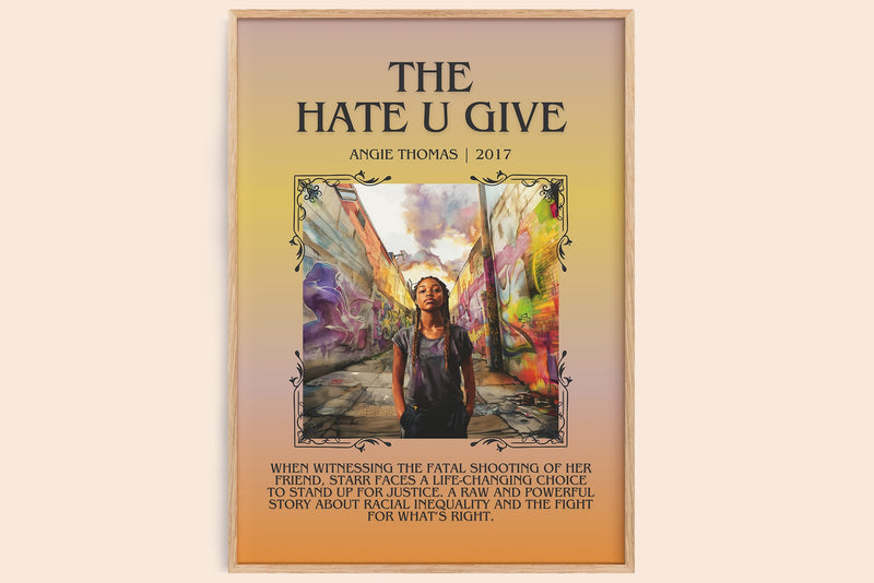 The Hate U Give minimalist book poster by Angie Thomas – framed literary art print