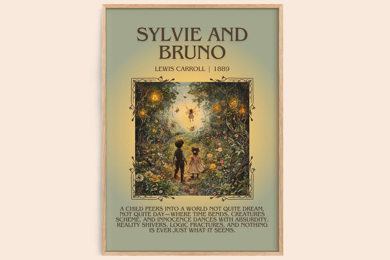 Sylvie and Bruno minimalist book poster by Lewis Carroll – framed literary art print