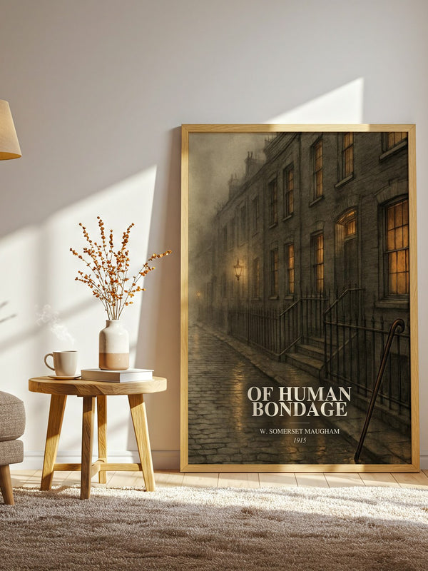 Of Human Bondage watercolour print in frame leaning in hallway – coming of age wall art