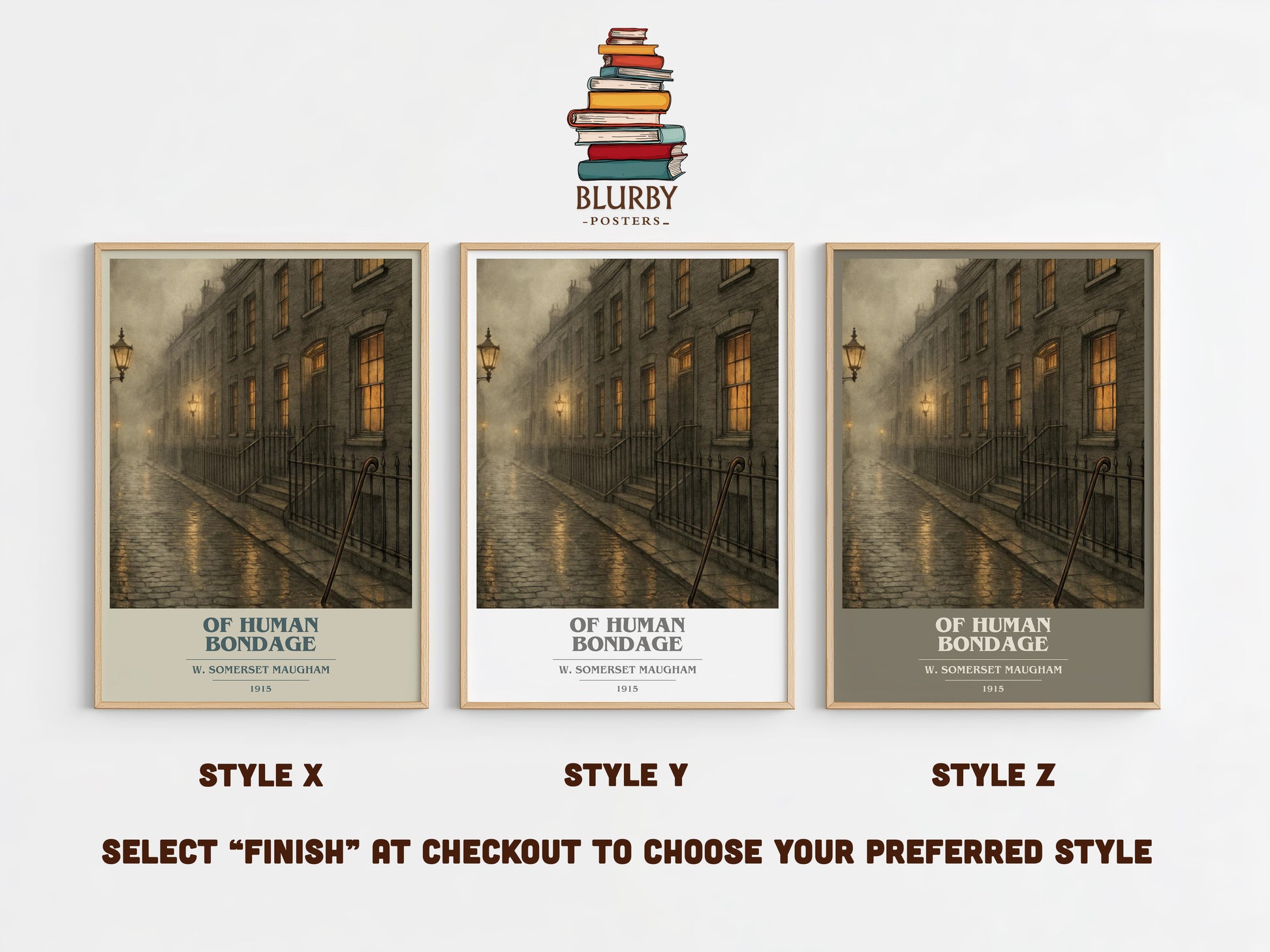 Of Human Bondage book cover print in frame leaning in hallway – coming of age wall art