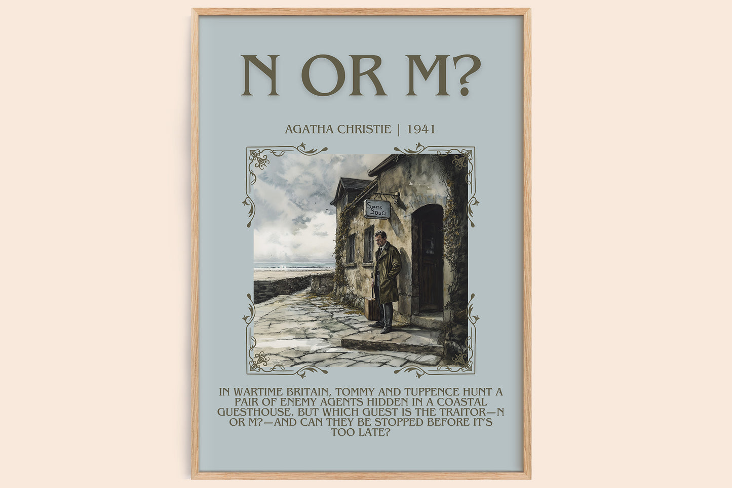 N Or M? minimalist book poster by Agatha Christie – framed literary art print
