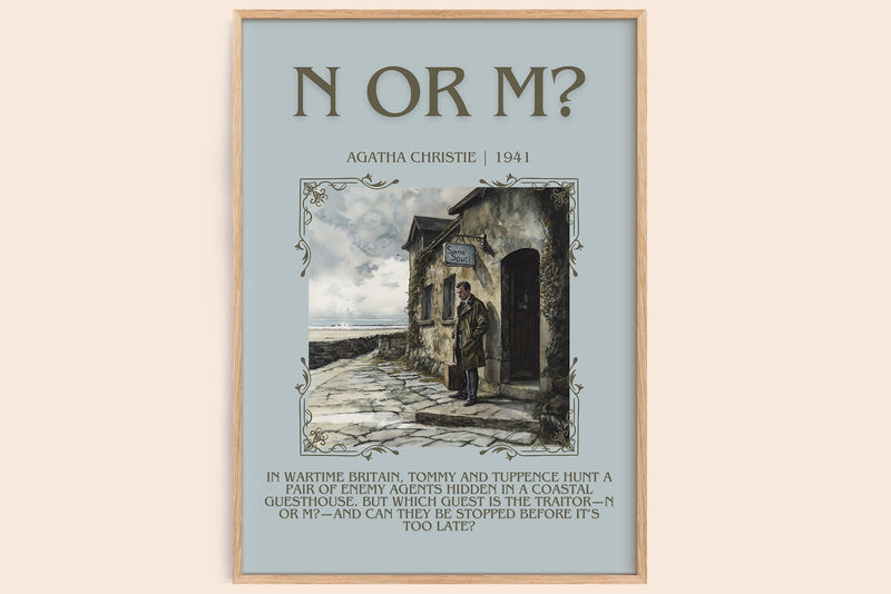 N Or M? minimalist book poster by Agatha Christie – framed literary art print