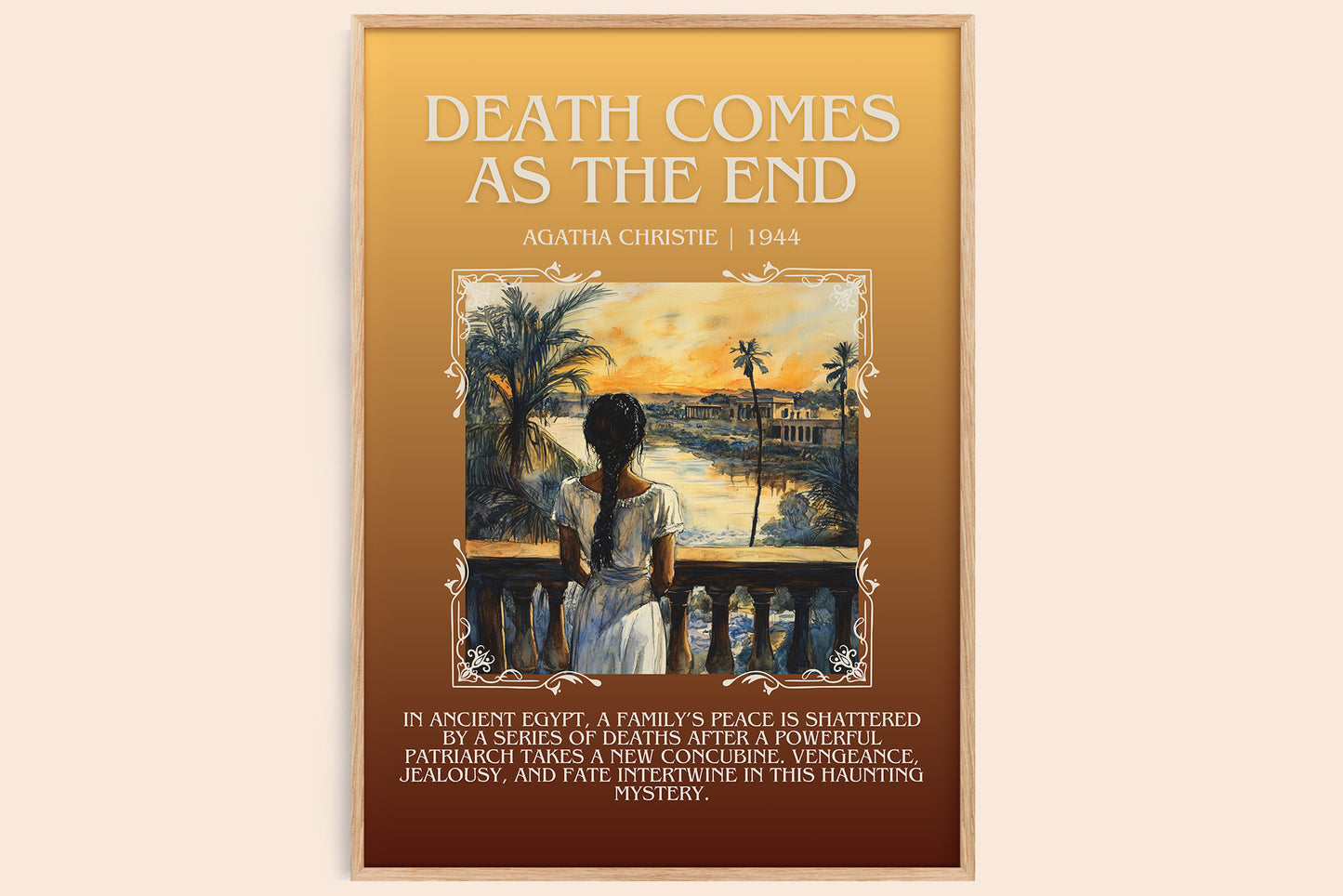 Death Comes as the End minimalist book poster by Agatha Christie – framed literary art print