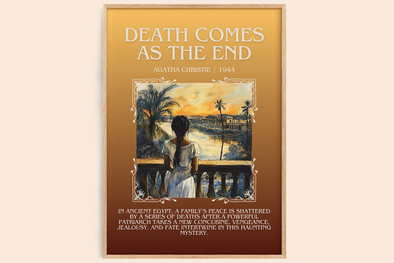 Death Comes as the End minimalist book poster by Agatha Christie – framed literary art print