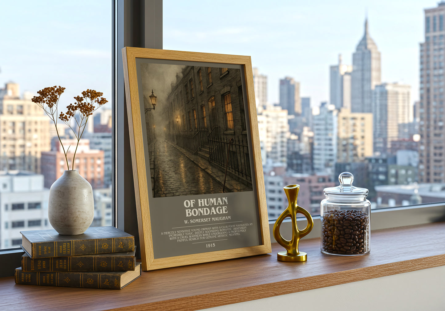 Of Human Bondage bookish print framed by window – literary home decor
