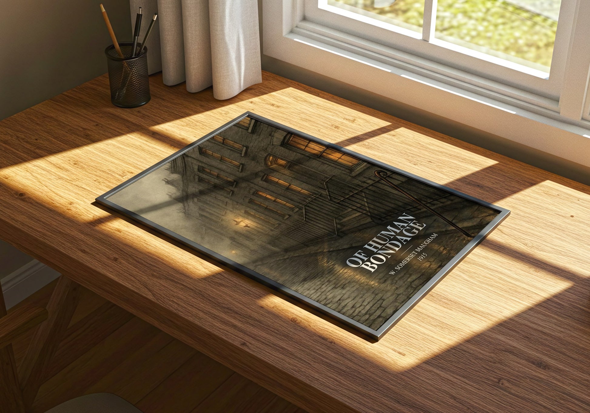 Of Human Bondage watercolour book poster framed on wall – coming of age wall art
