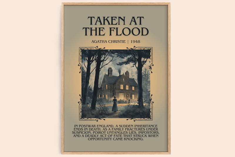 Taken at the Flood minimalist book poster by Agatha Christie – framed literary art print
