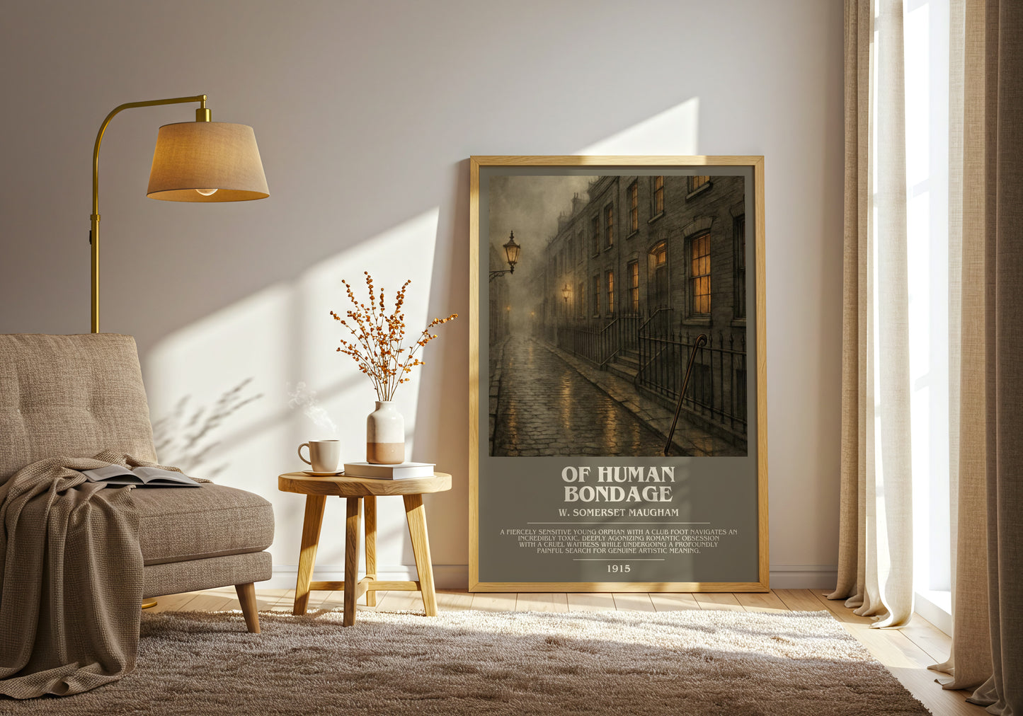 Of Human Bondage bookish print on bookshelf – W. Somerset Maugham fan gift