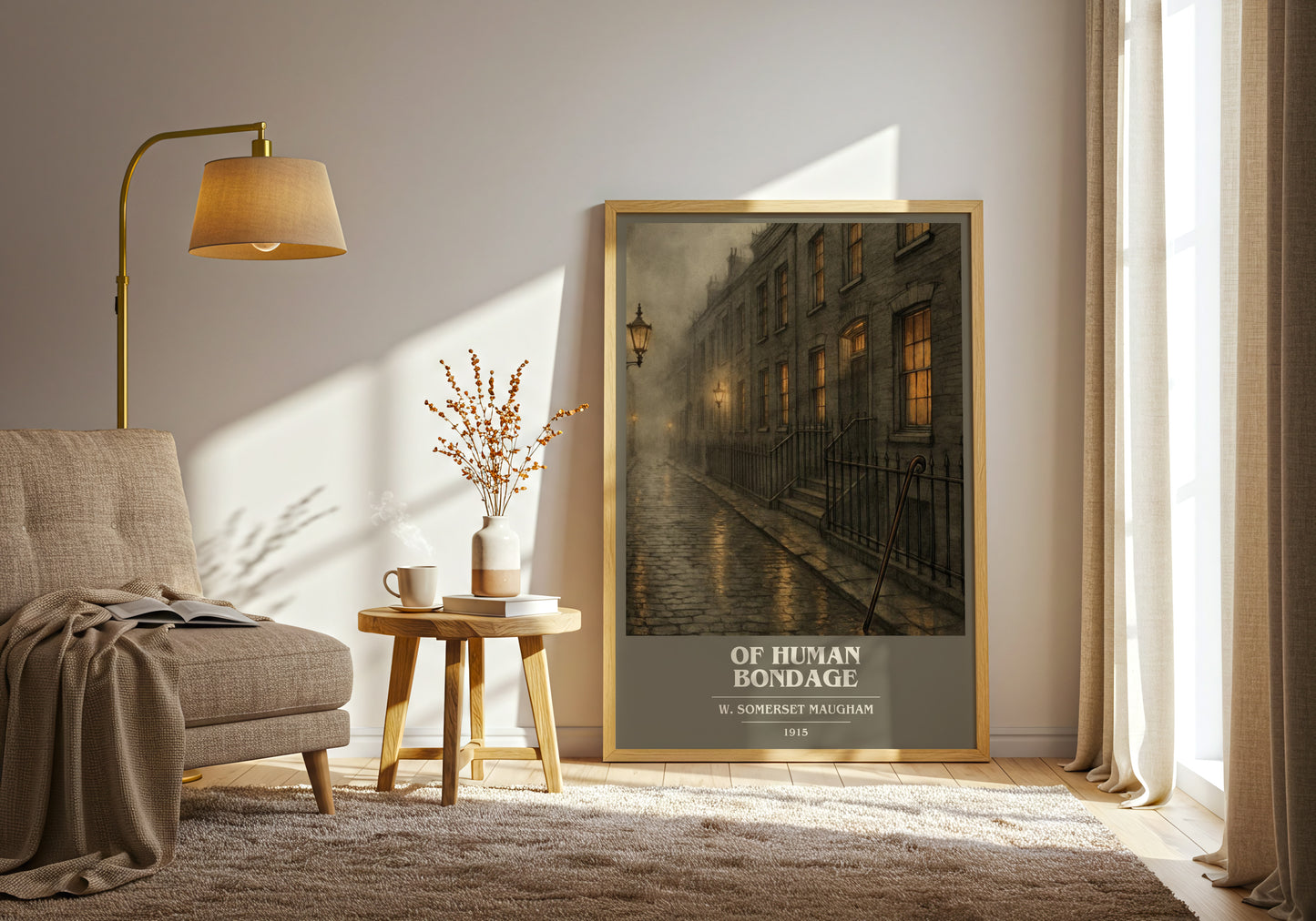 Of Human Bondage book cover print on bookshelf – W. Somerset Maugham fan gift