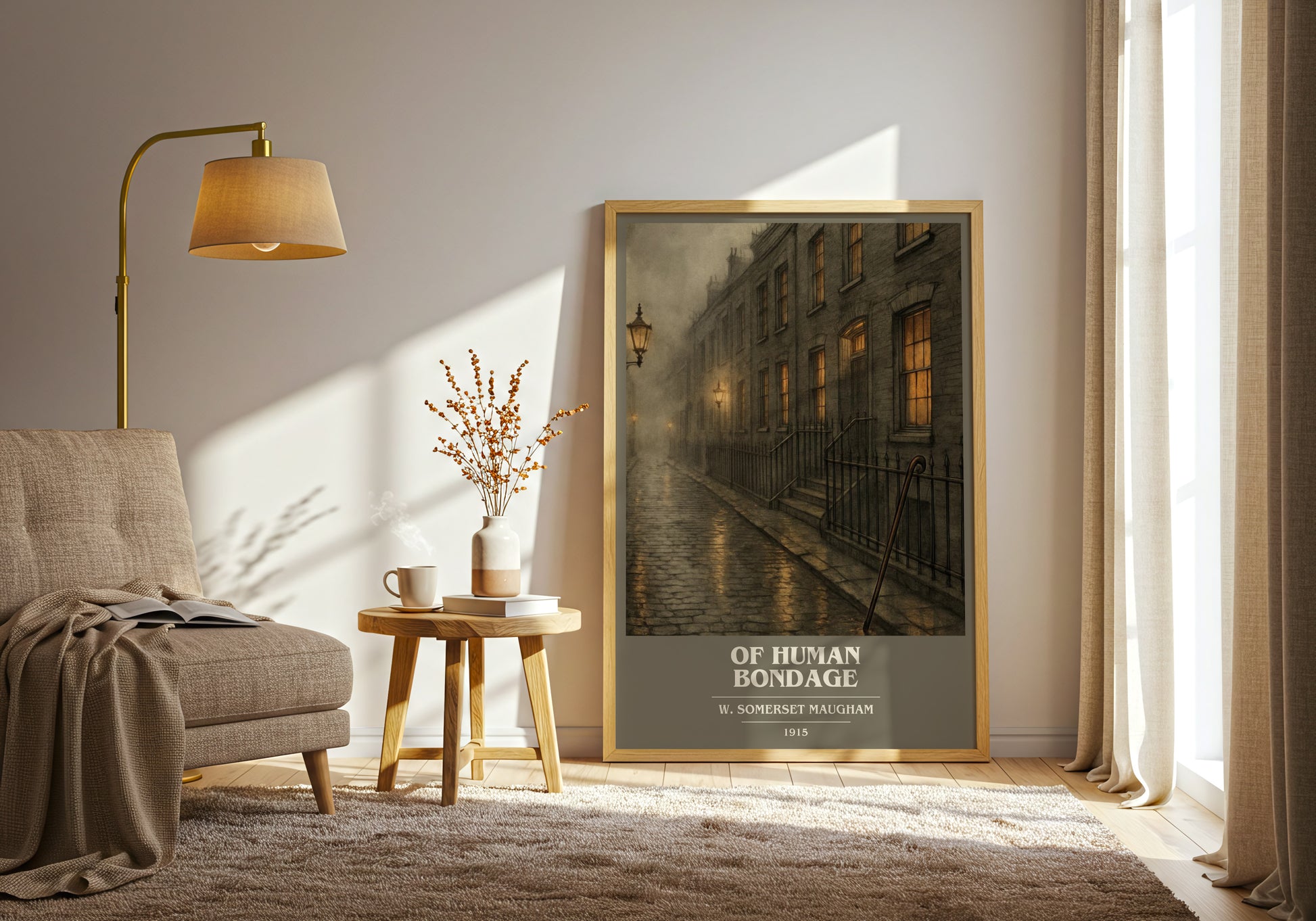 Of Human Bondage book cover print on bookshelf – W. Somerset Maugham fan gift