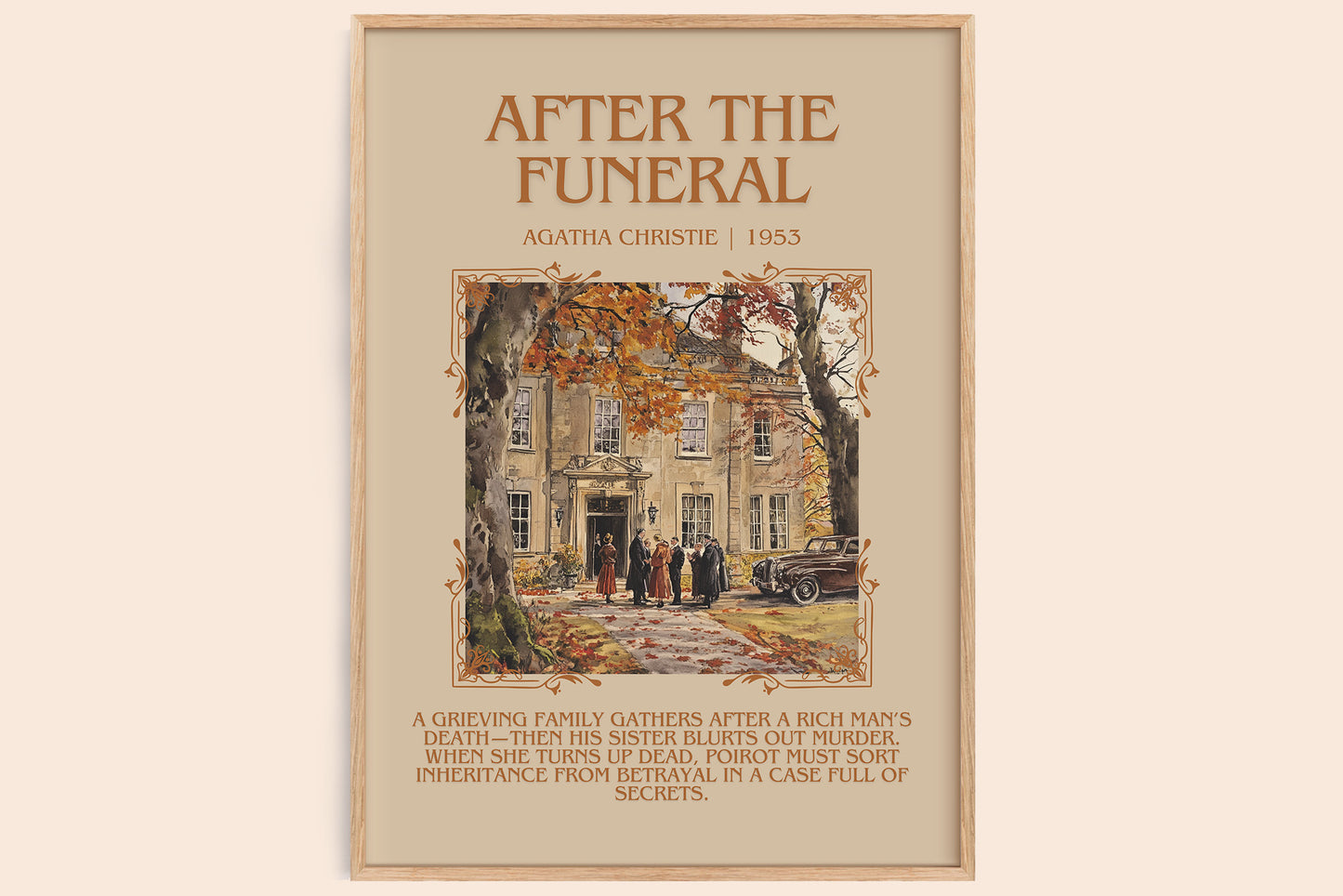 After the Funeral minimalist book poster by Agatha Christie – framed literary art print