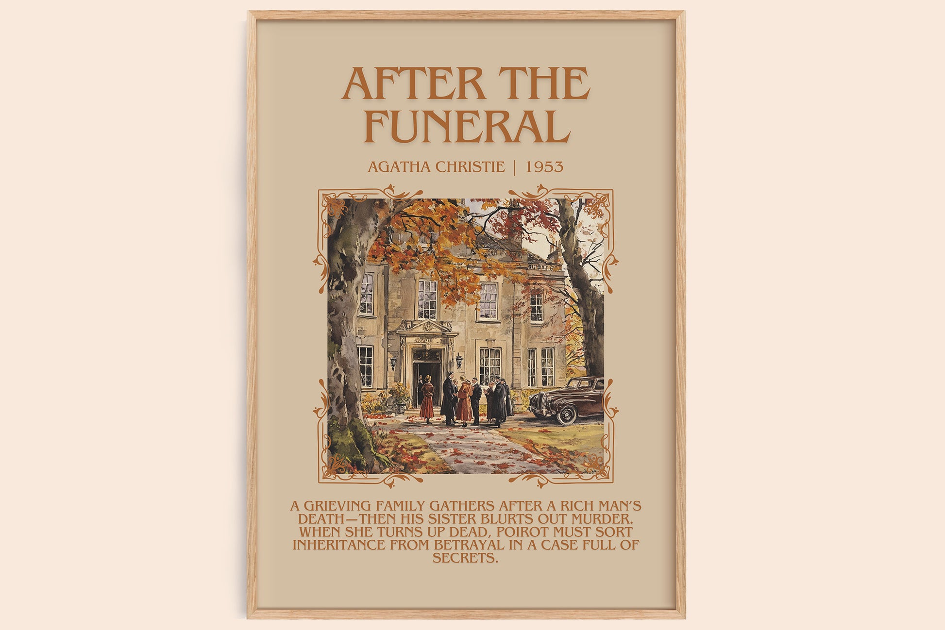 After the Funeral minimalist book poster by Agatha Christie – framed literary art print