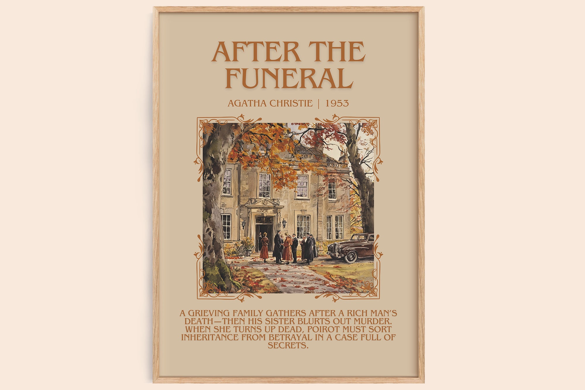 After the Funeral minimalist book poster by Agatha Christie – framed literary art print
