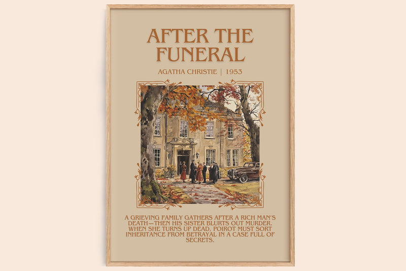 After the Funeral minimalist book poster by Agatha Christie – framed literary art print