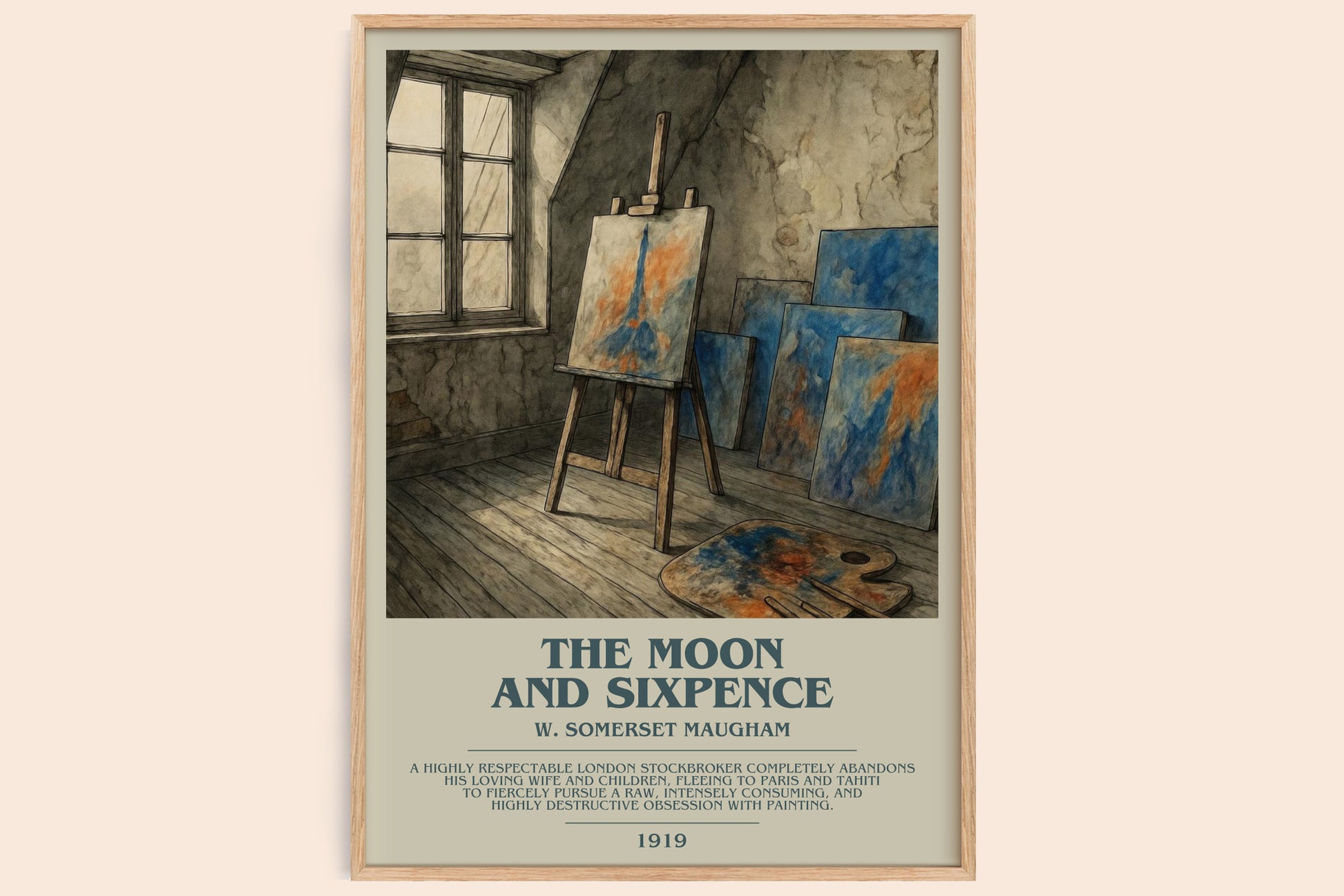 The Moon And Sixpence bookish book poster by W. Somerset Maugham – framed literary art print