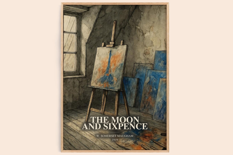 The Moon And Sixpence watercolour book poster by W. Somerset Maugham – framed literary art print