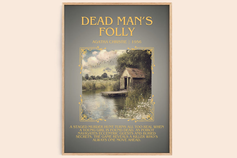 Dead Man's Folly minimalist book poster by Agatha Christie – framed literary art print