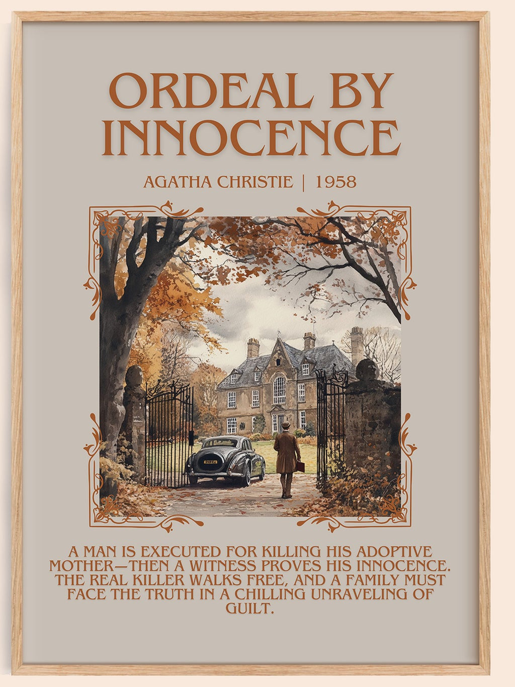 Ordeal by Innocence minimalist book poster by Agatha Christie – framed literary art print