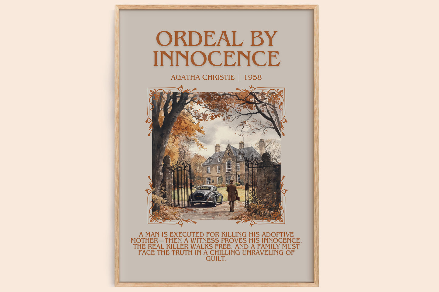 Ordeal by Innocence minimalist book poster by Agatha Christie – framed literary art print