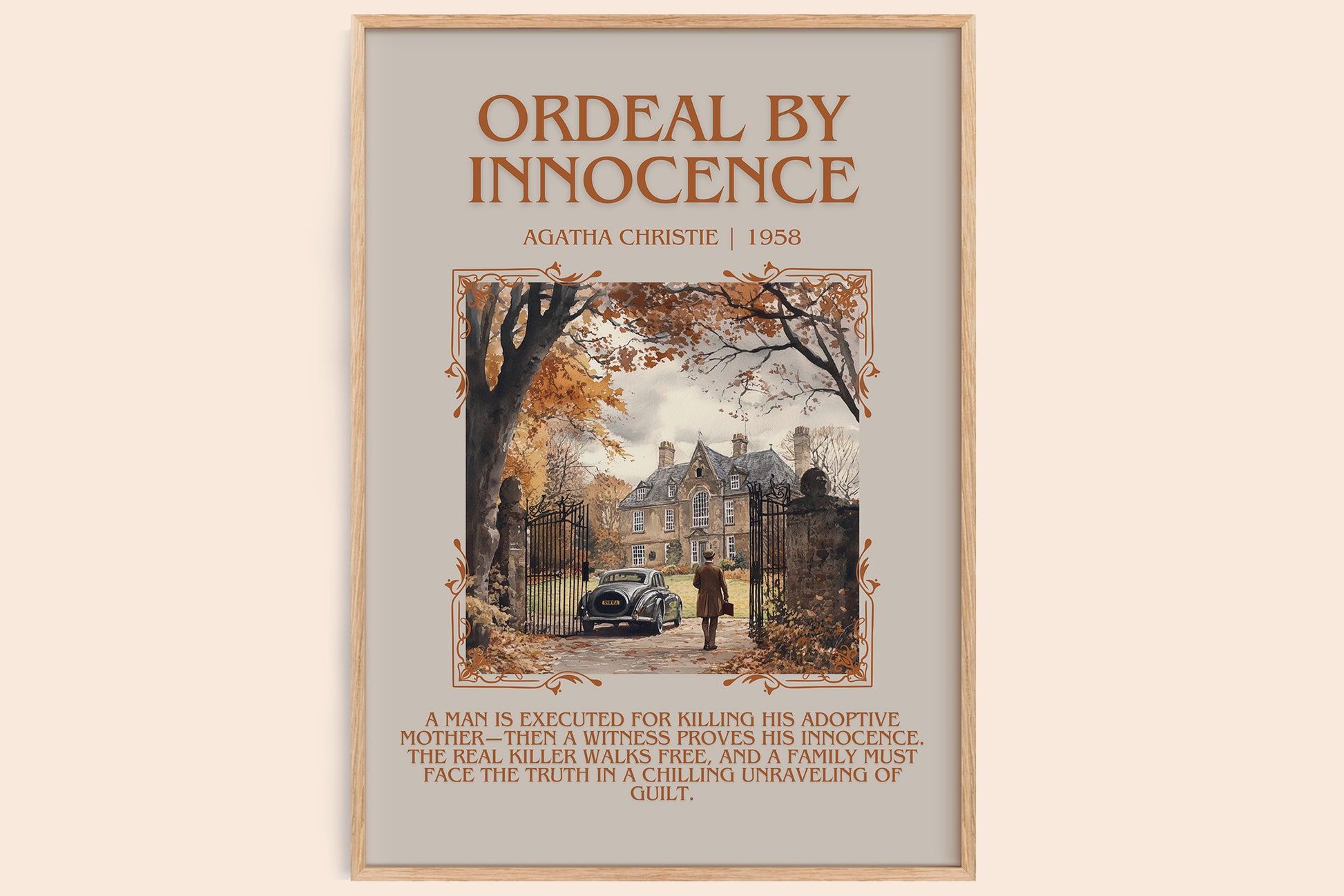 Ordeal by Innocence minimalist book poster by Agatha Christie – framed literary art print