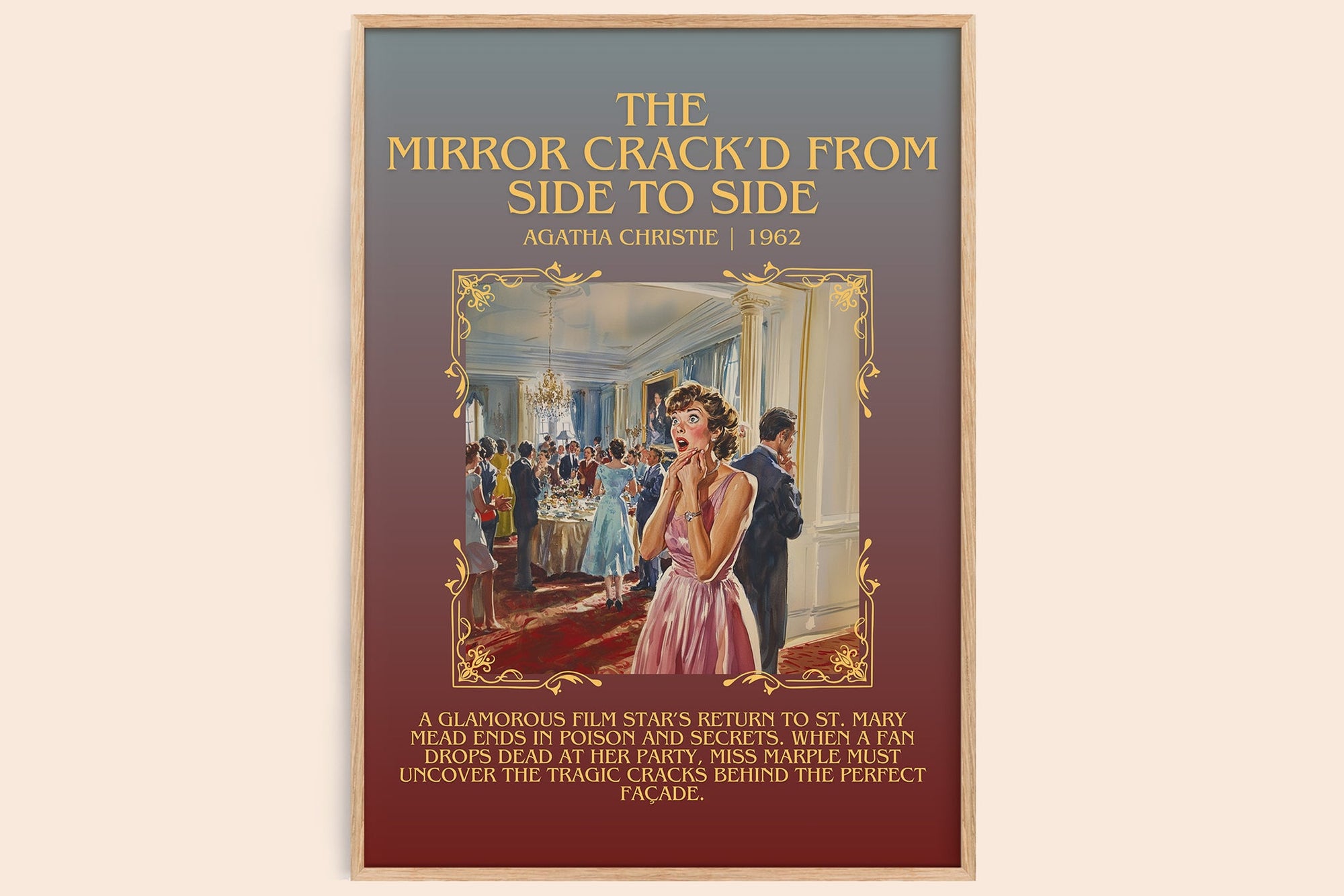 The Mirror Crack'd from Side to Side minimalist book poster by Agatha Christie – framed literary art print