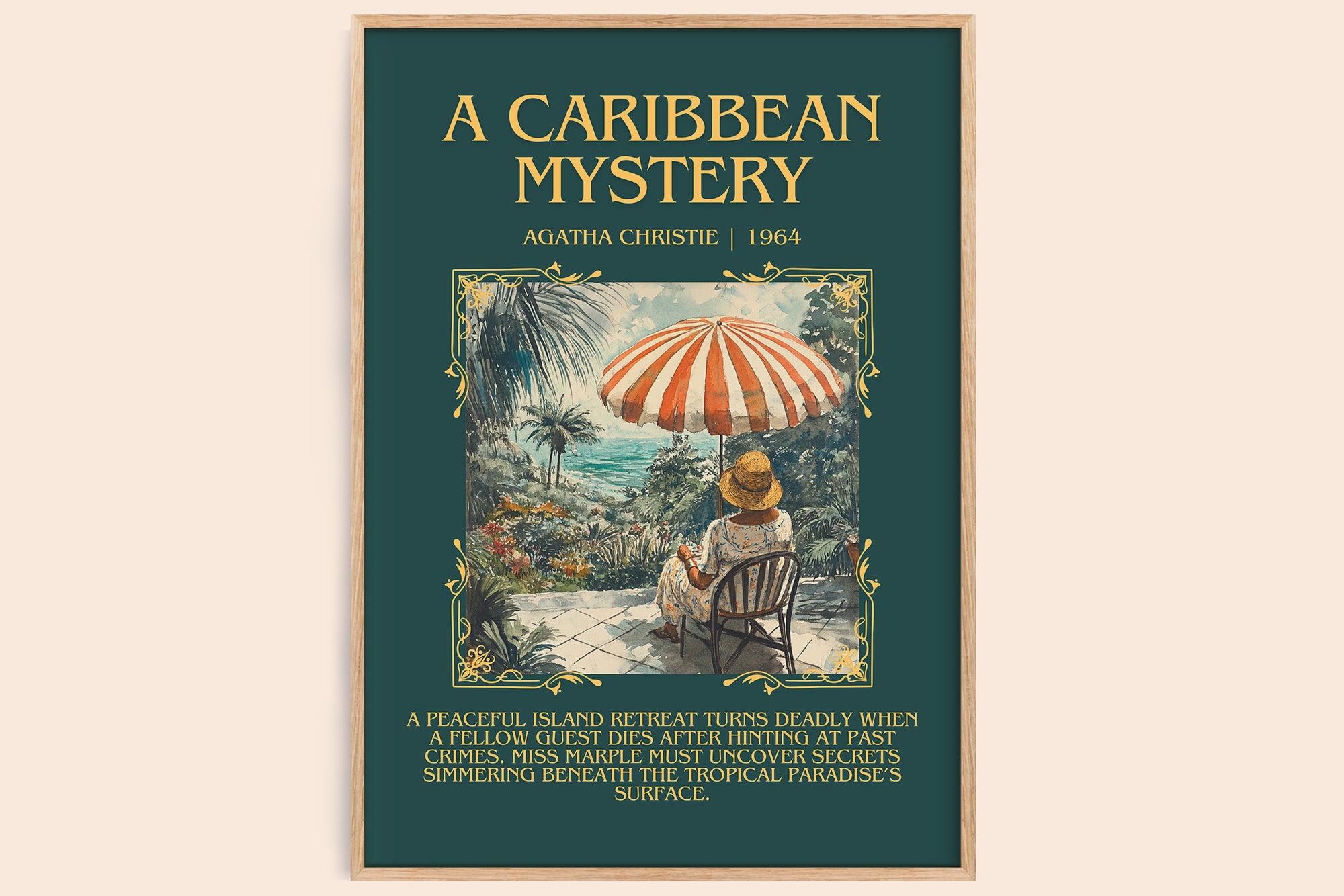 A Caribbean Mystery minimalist book poster by Agatha Christie – framed literary art print