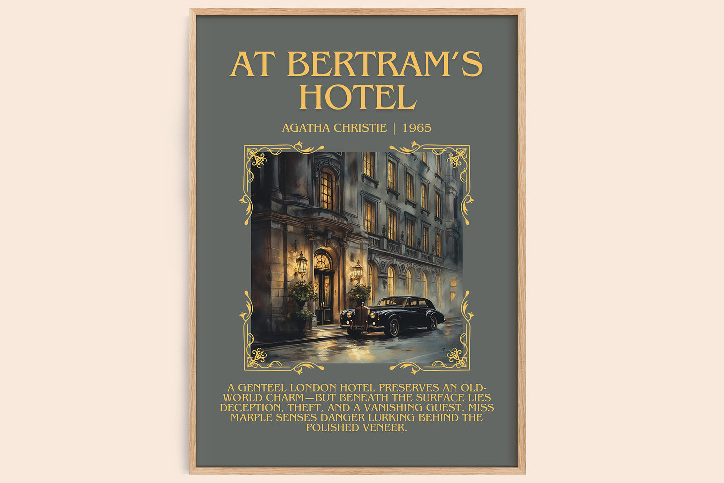 At Bertram's Hotel minimalist book poster by Agatha Christie – framed literary art print