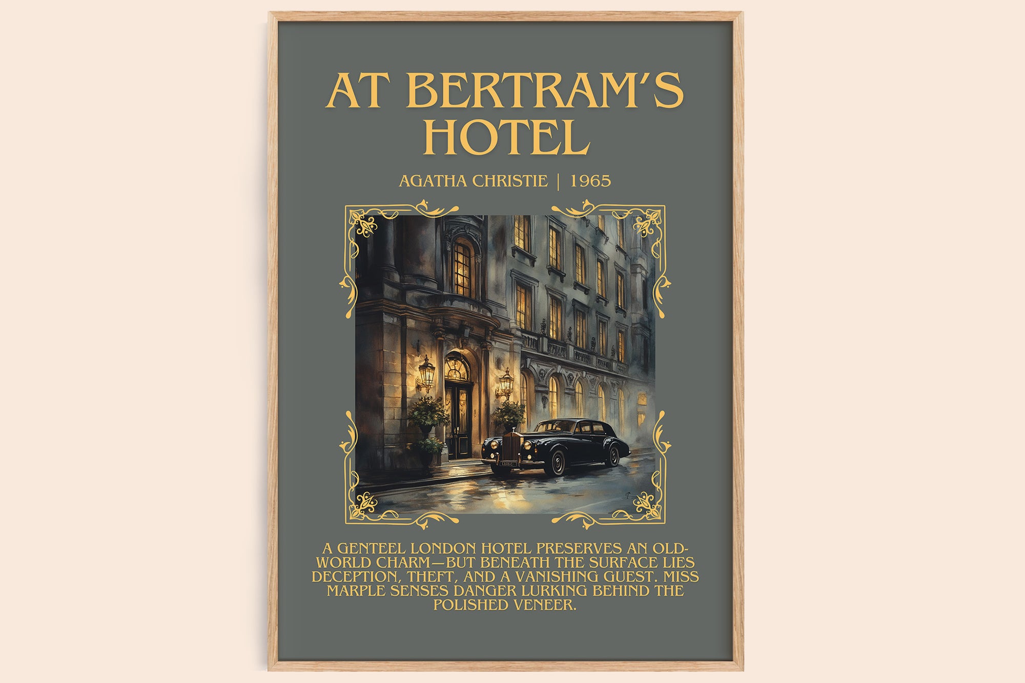 At Bertram's Hotel minimalist book poster by Agatha Christie – framed literary art print