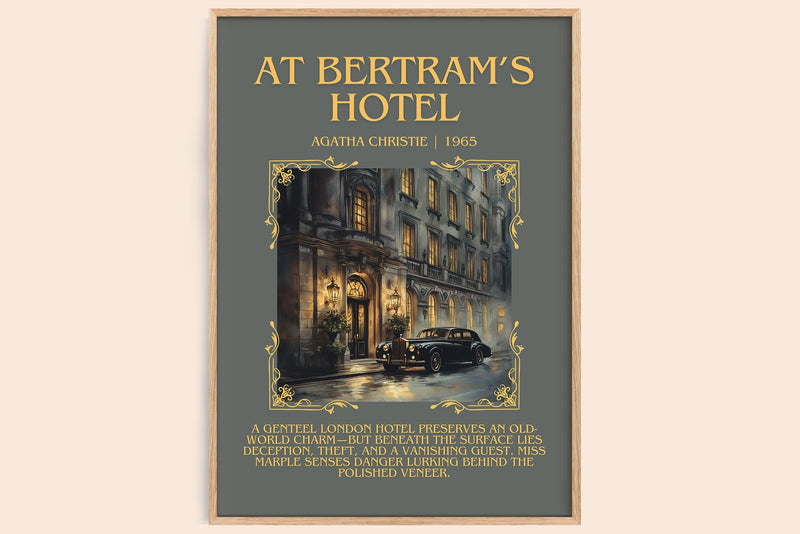 At Bertram's Hotel minimalist book poster by Agatha Christie – framed literary art print