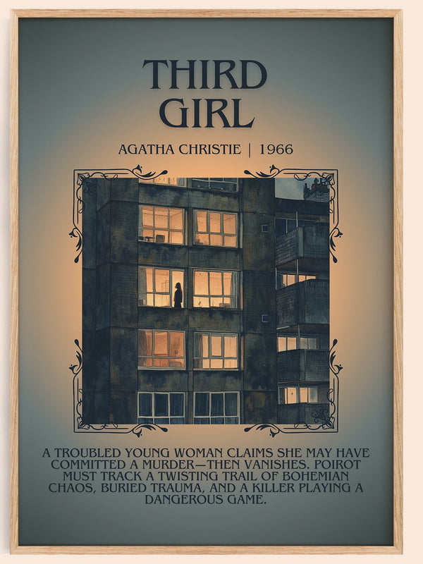 Third Girl minimalist book poster by Agatha Christie – framed literary art print