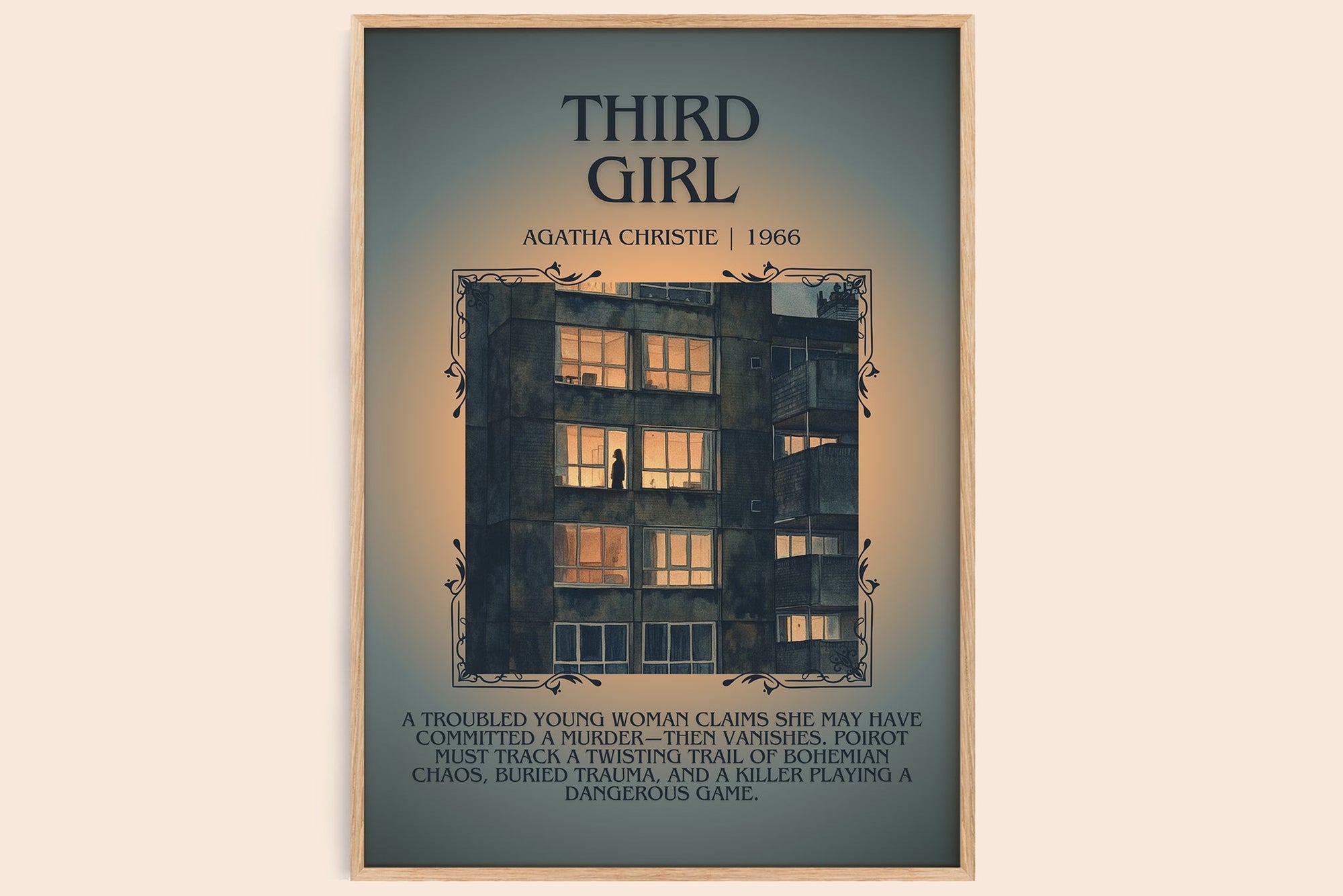 Third Girl minimalist book poster by Agatha Christie – framed literary art print