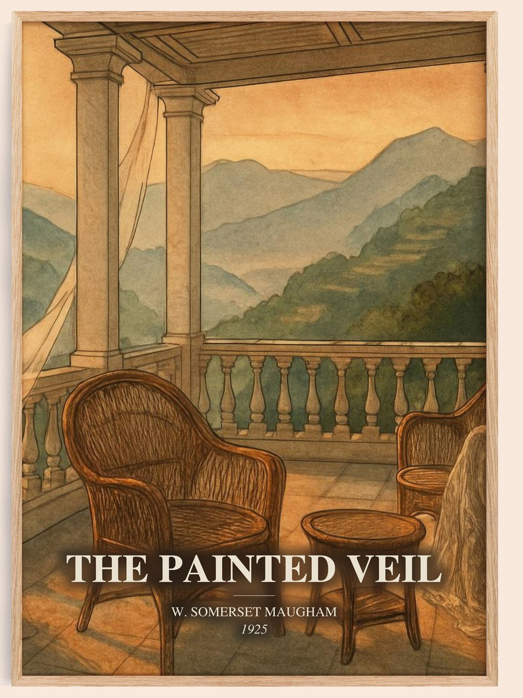 The Painted Veil watercolour book poster by W. Somerset Maugham – framed literary art print