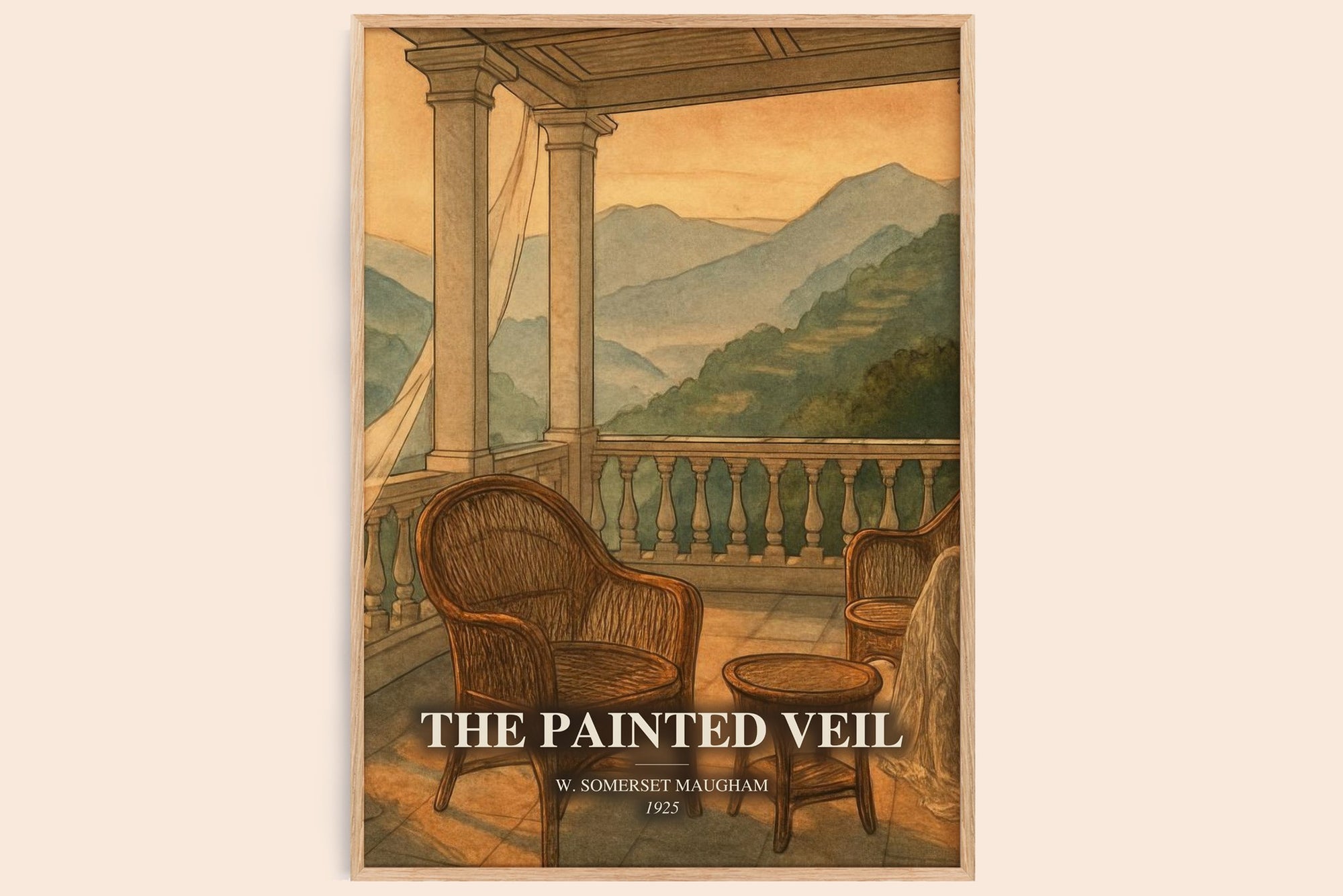 The Painted Veil watercolour book poster by W. Somerset Maugham – framed literary art print