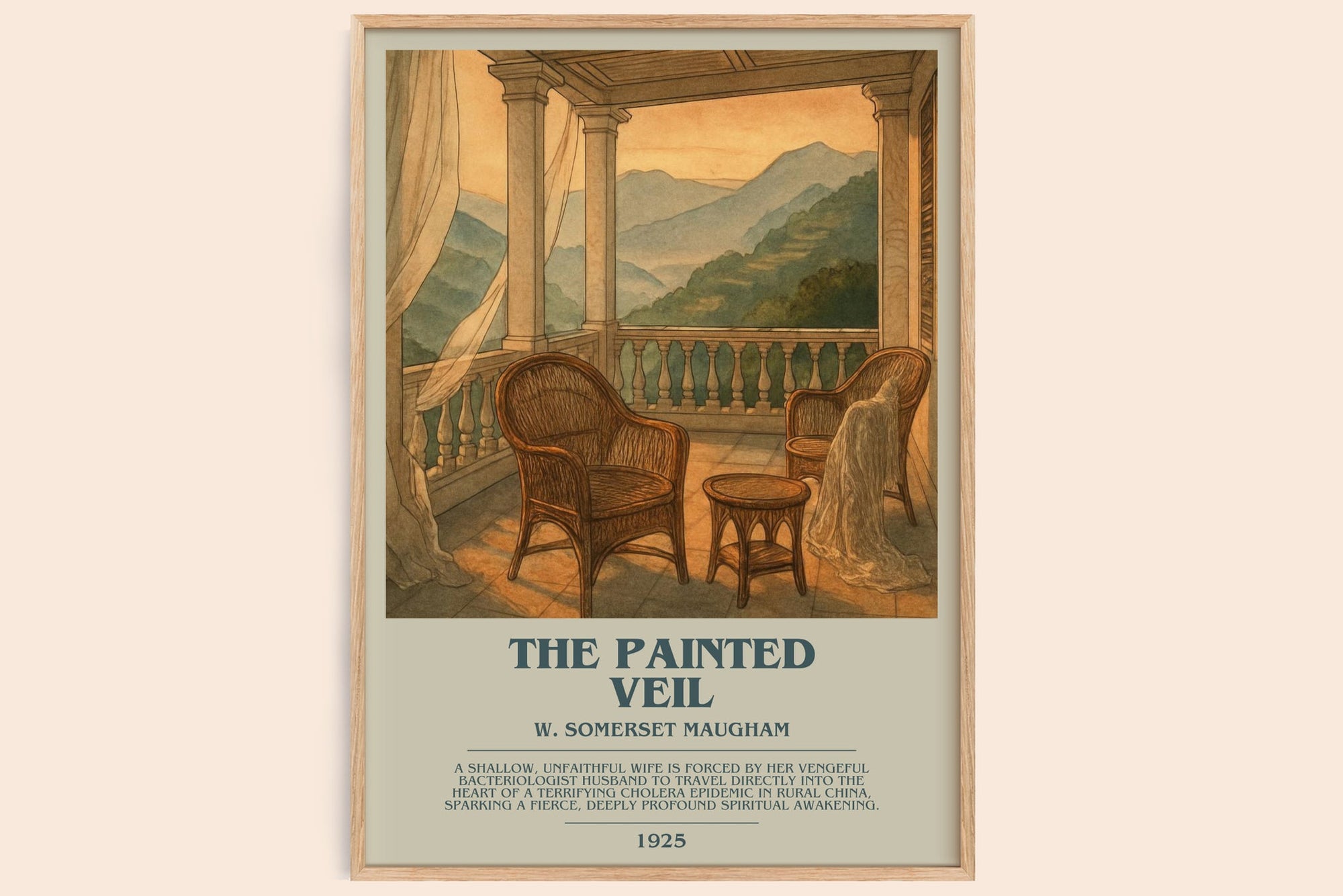 The Painted Veil bookish book poster by W. Somerset Maugham – framed literary art print