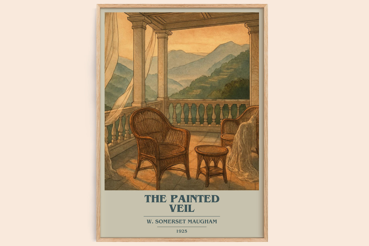 The Painted Veil book cover book poster by W. Somerset Maugham – framed literary art print
