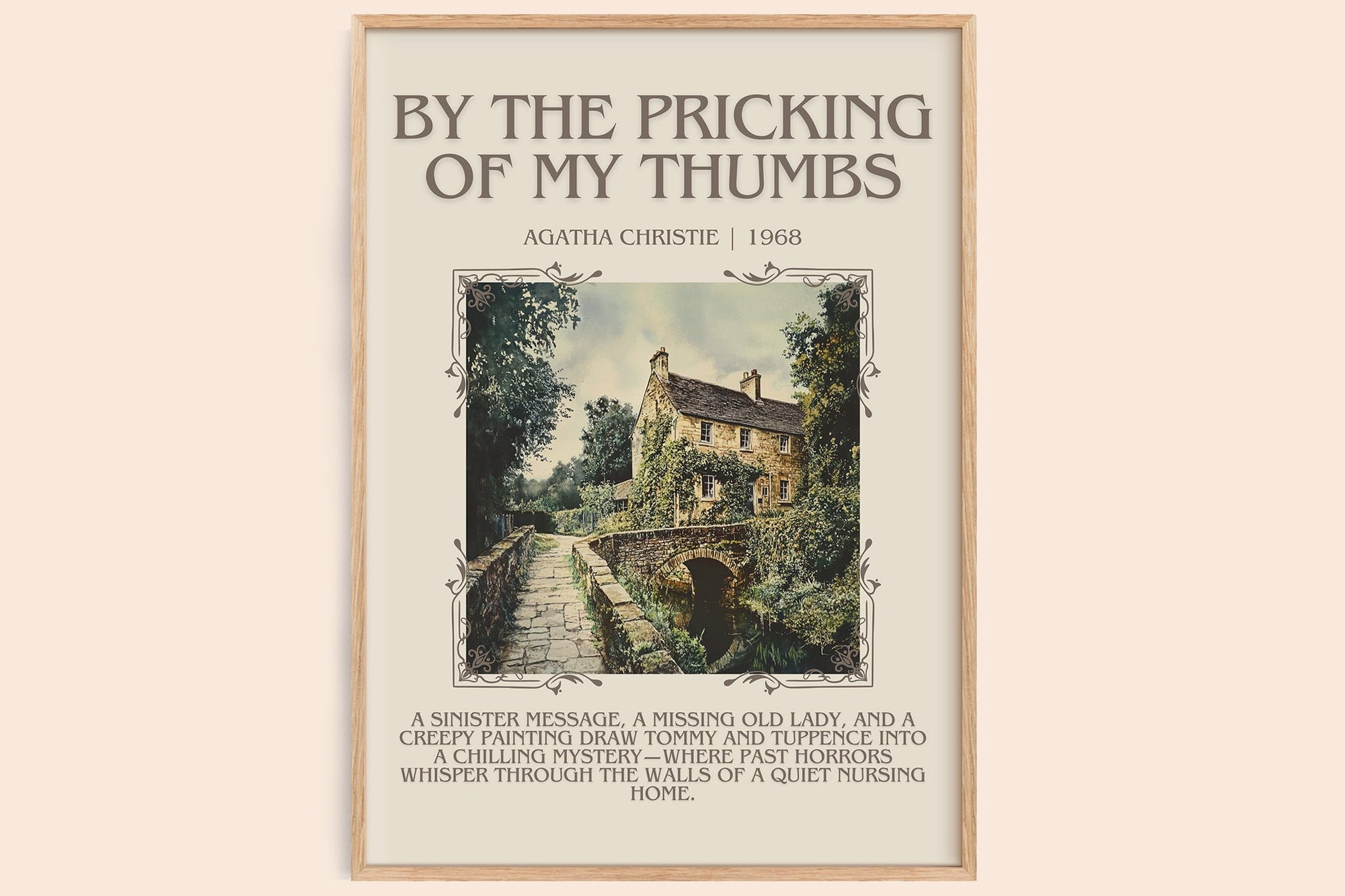 By the Pricking of My Thumbs minimalist book poster by Agatha Christie – framed literary art print