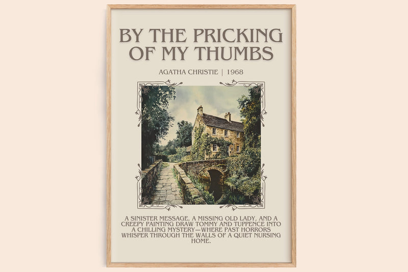 By the Pricking of My Thumbs minimalist book poster by Agatha Christie – framed literary art print