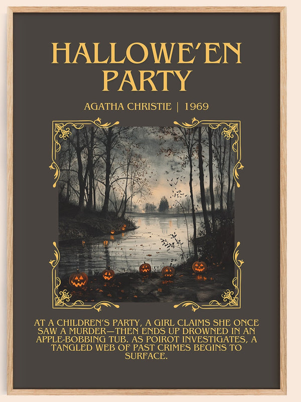 Hallowe'en Party minimalist book poster by Agatha Christie – framed literary art print