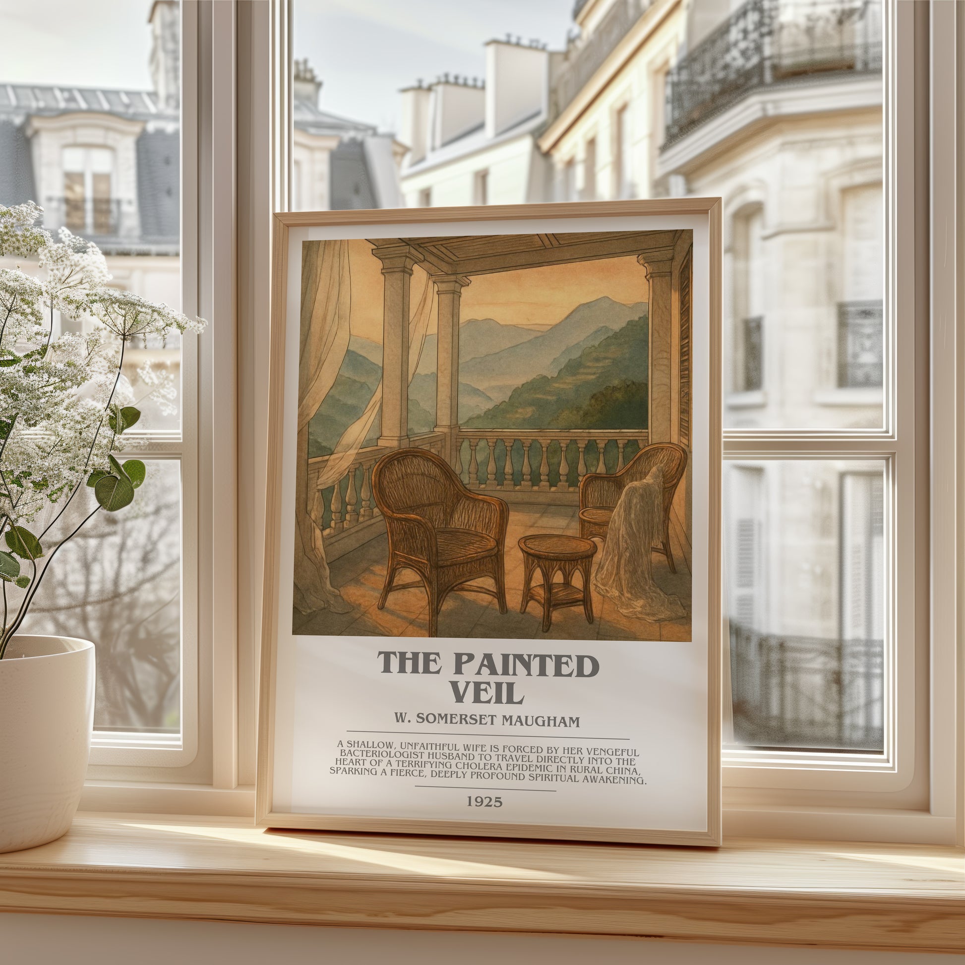 The Painted Veil bookish poster colour and style options – W. Somerset Maugham book art