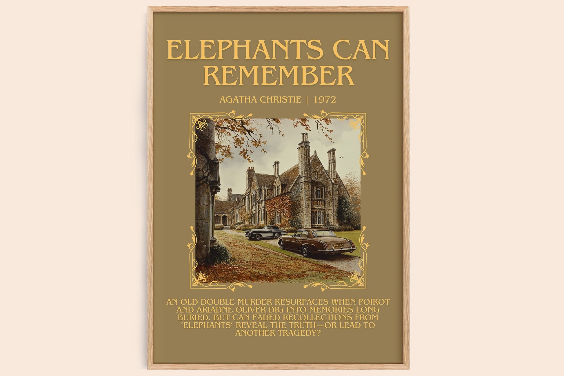 Elephants Can Remember minimalist book poster by AGATHA CHRISTIE – framed literary art print