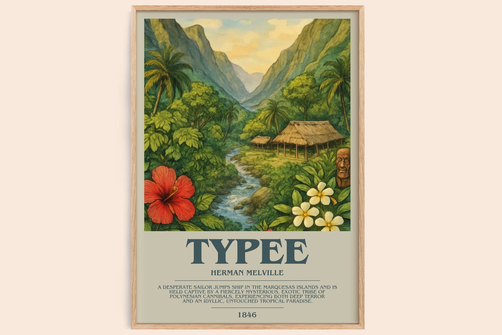 Typee bookish book poster by Herman Melville – framed literary art print