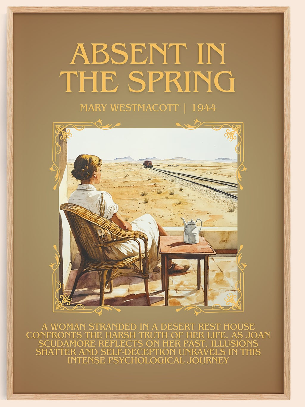 Absent In The Spring minimalist book poster by Mary Westmacott – framed literary art print