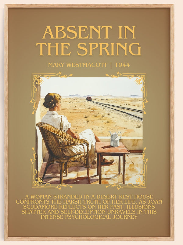 Absent In The Spring minimalist book poster by Mary Westmacott – framed literary art print