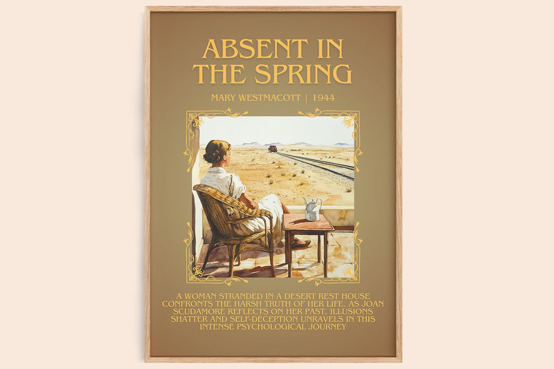 Absent In The Spring minimalist book poster by Mary Westmacott – framed literary art print